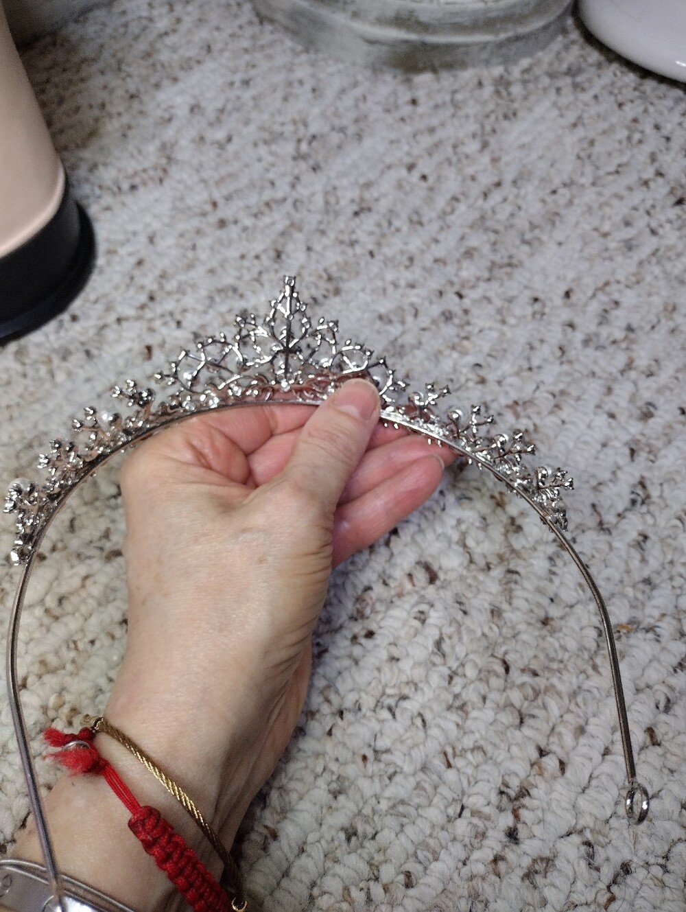 Believe By Brilliance Pearl & Cubic Zirconia Silver Plated Bridal Tiara - Picture 5 of 9
